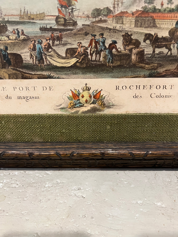 Framed French Lithograph Port of Rochefort, France