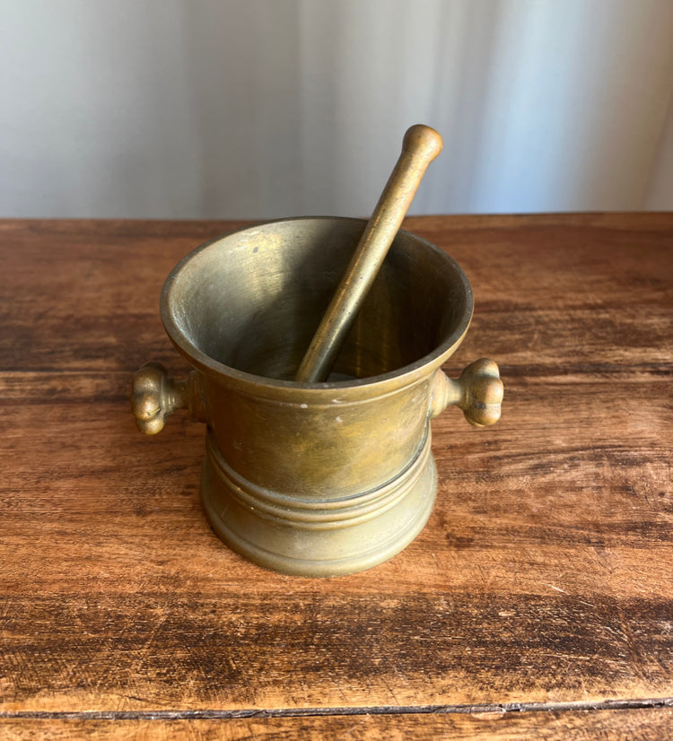 Antique Brass Mortar & Pestle