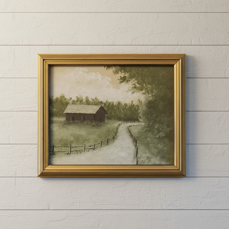 Moody Black Farmhouse Print in Vintage Gold Frame
