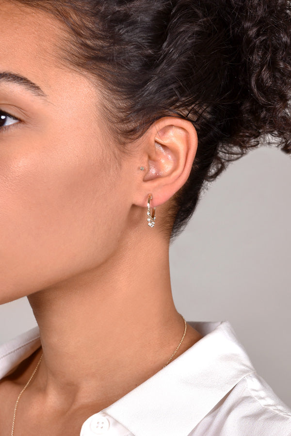 14K Gold Diamond Small Shaker Hoop Earrings