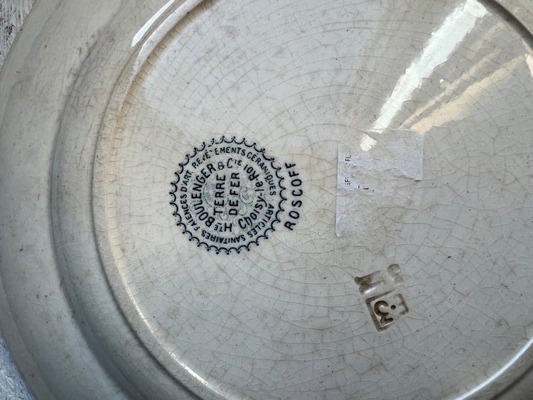 Blue Antique French Ironstone Terre De Fer Choisy le Roi "Roscoff" Plate