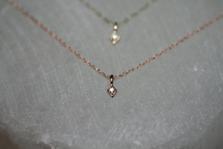 14K Gold Seriously Tiny Diamond Solitaire Charm Only