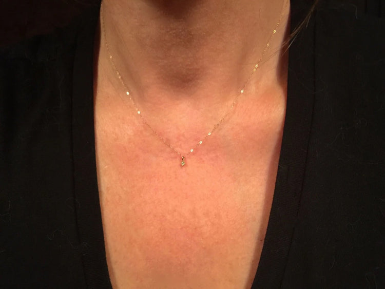 14K Gold Seriously Tiny Diamond Solitaire Charm Only