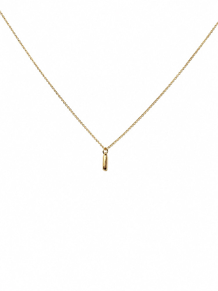 14K Gold Tiny Bar Dangle Necklace