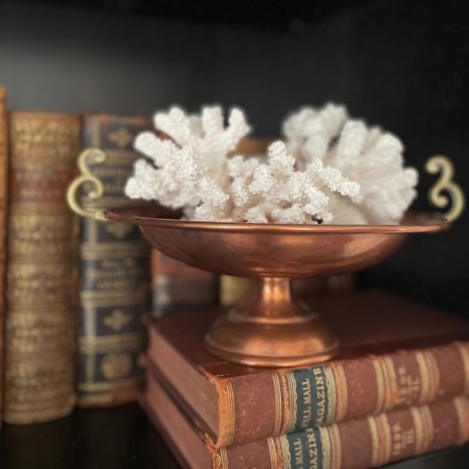 Vintage Copper and Brass Pedestal Compote Bowl