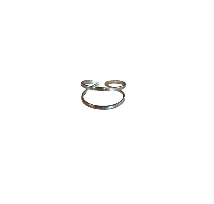 Sterling Silver Double Band Cuff Ring