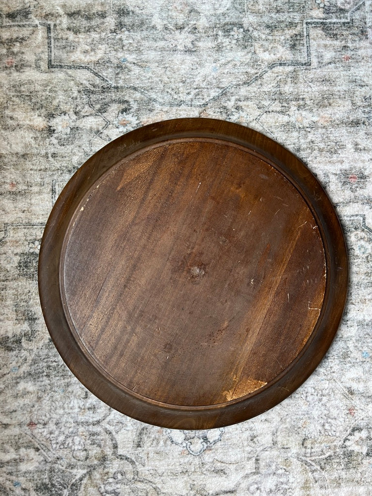 Antique Vintage French Round Bread Board - Give Us Our Daily Bread