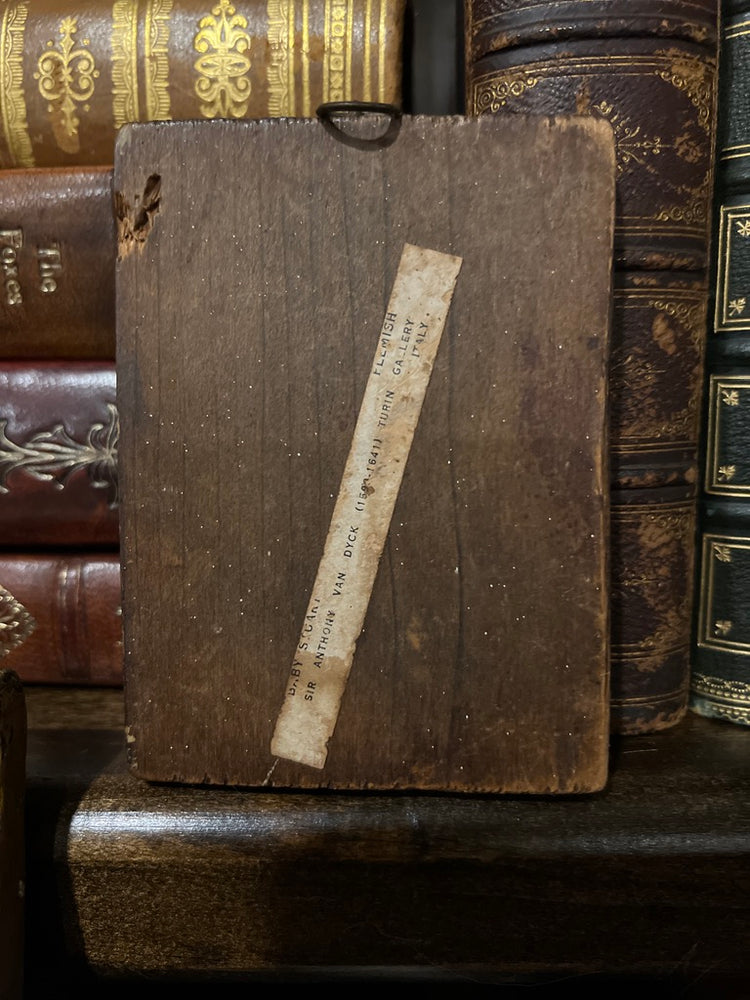 Antique Baby Stuart Mini Carved Wood Plaque