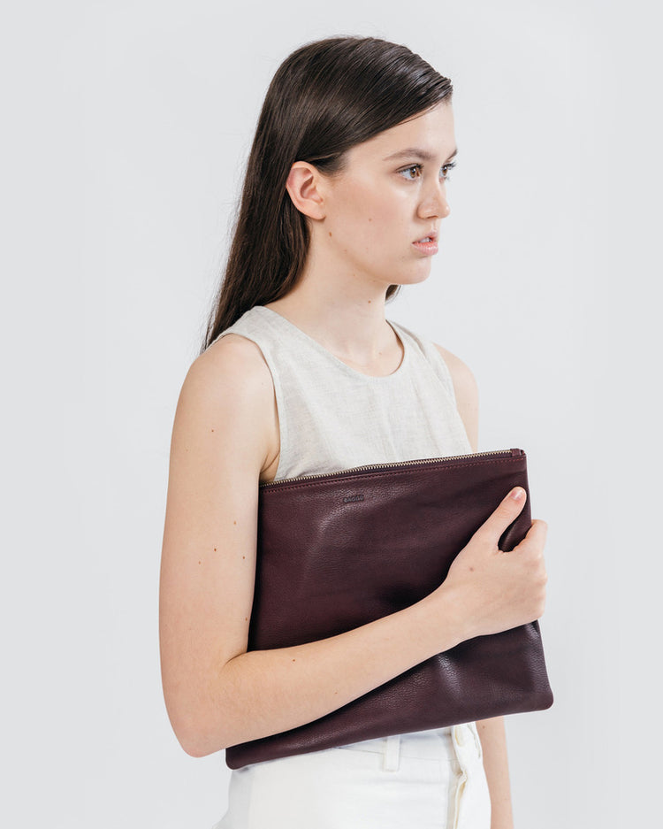 Baggu Leather Large Flat Pouch, Oxblood