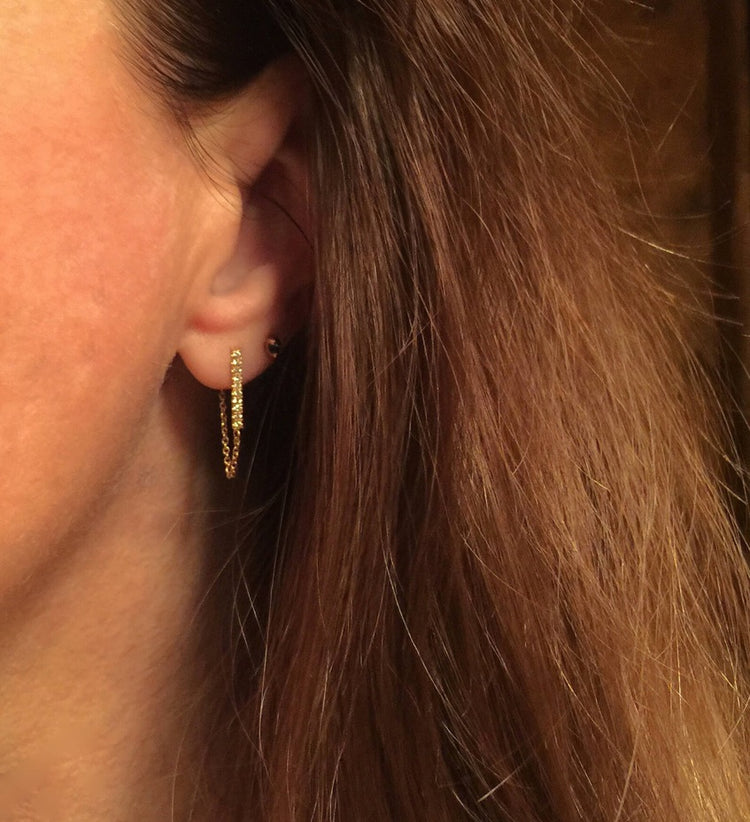 14K Diamond Bar Chain Earrings | AVIE collection Fine Jewelry