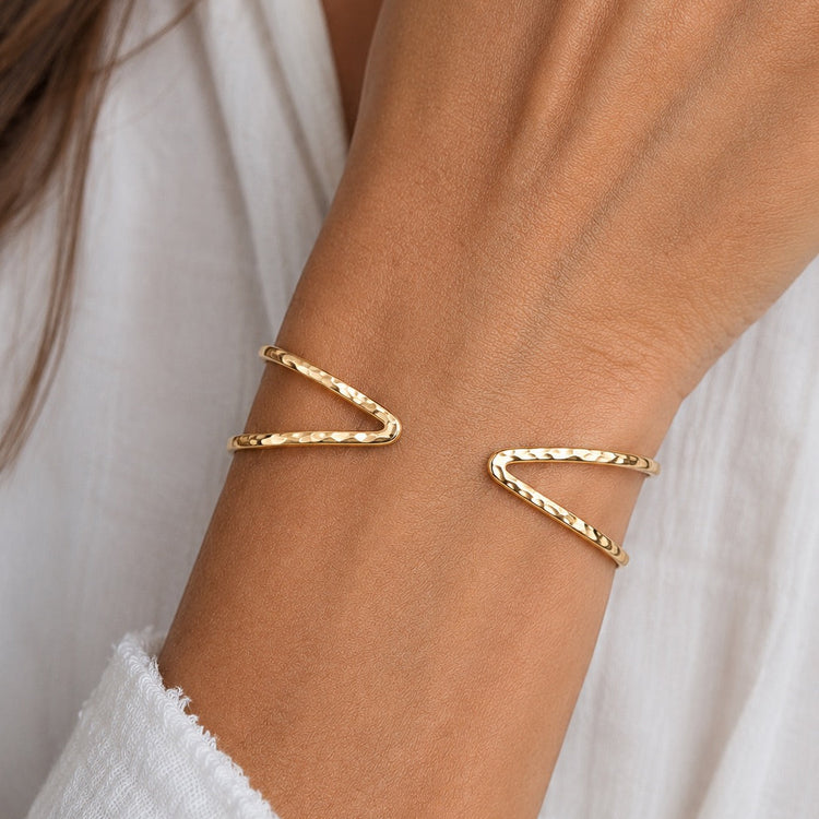 Gold Double Band Cuff Bracelet