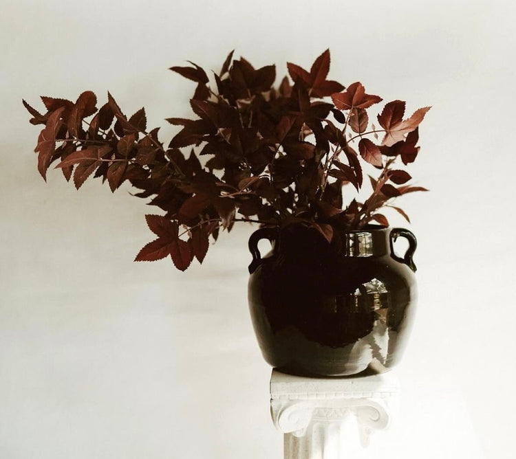 Vintage Black Bean Pot Pottery