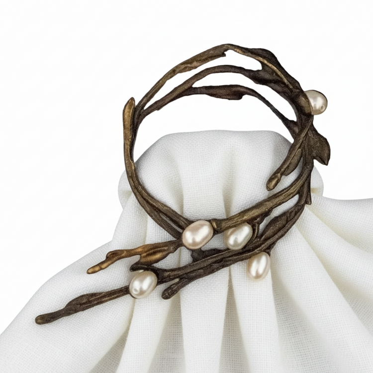 Willow Napkin Rings with Natural Pearls