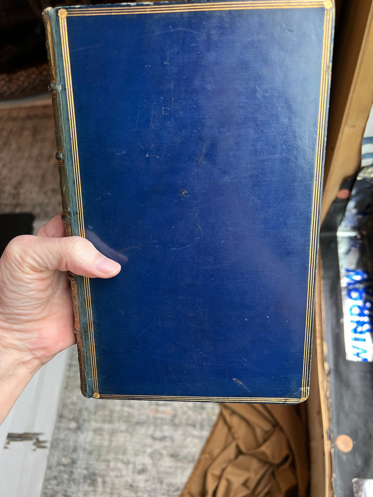 Set of 9 Antique Full Leather Blue / Green Waverley Novels Books