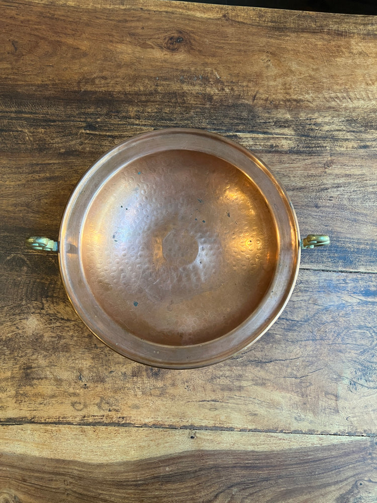 Vintage Copper and Brass Pedestal Compote Bowl