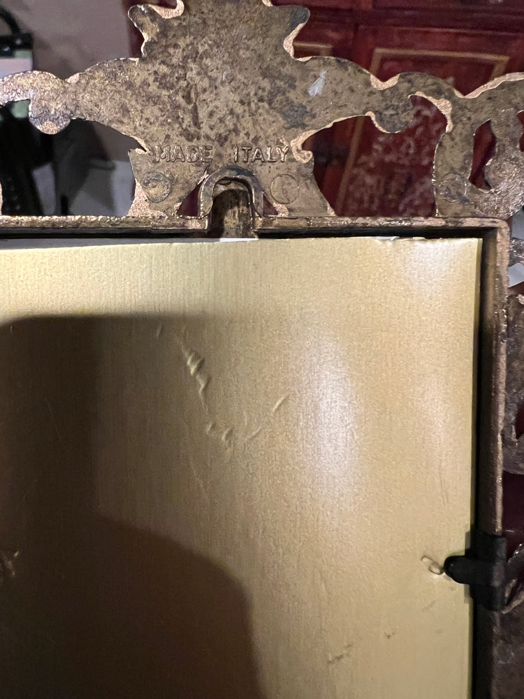 White Hydrangeas Original Painting, Vintage Italian Brass Frame