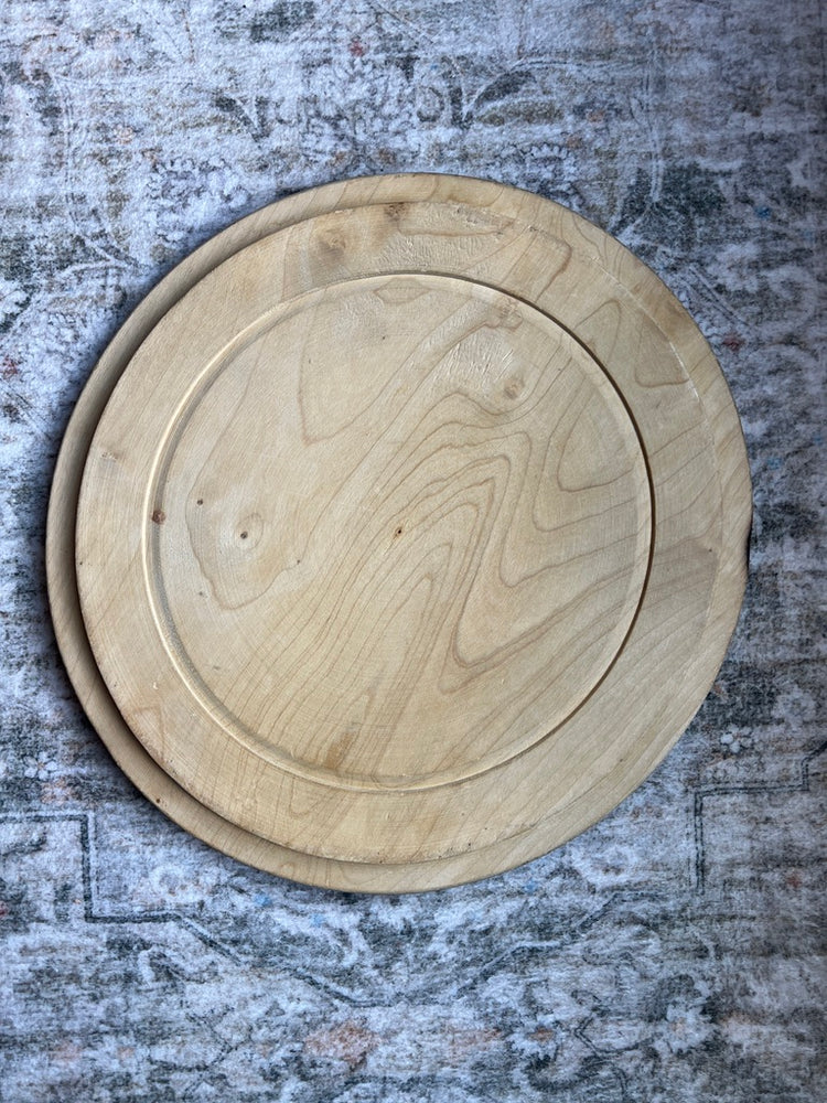 Antique Vintage English Round Bread Board - Flowers