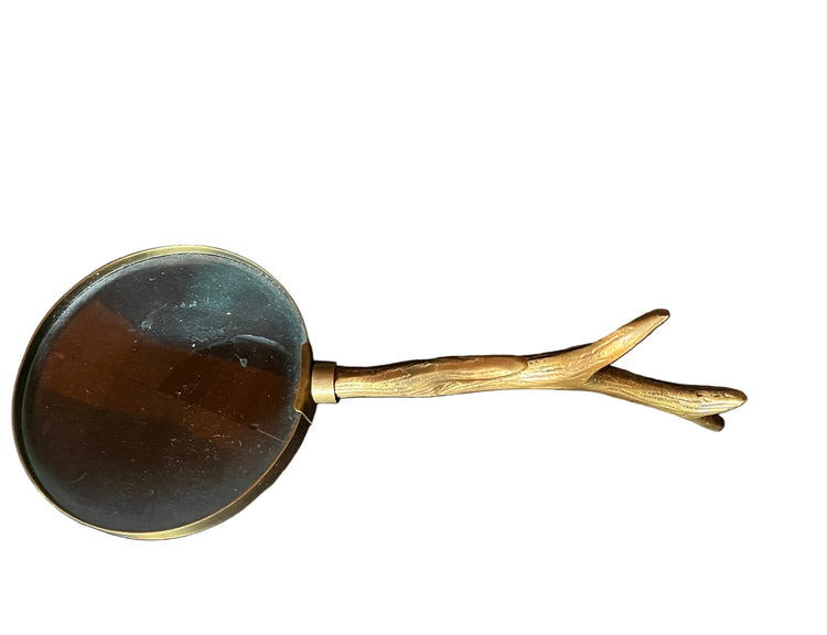 Vintage Brass Antler Magnifying Glass