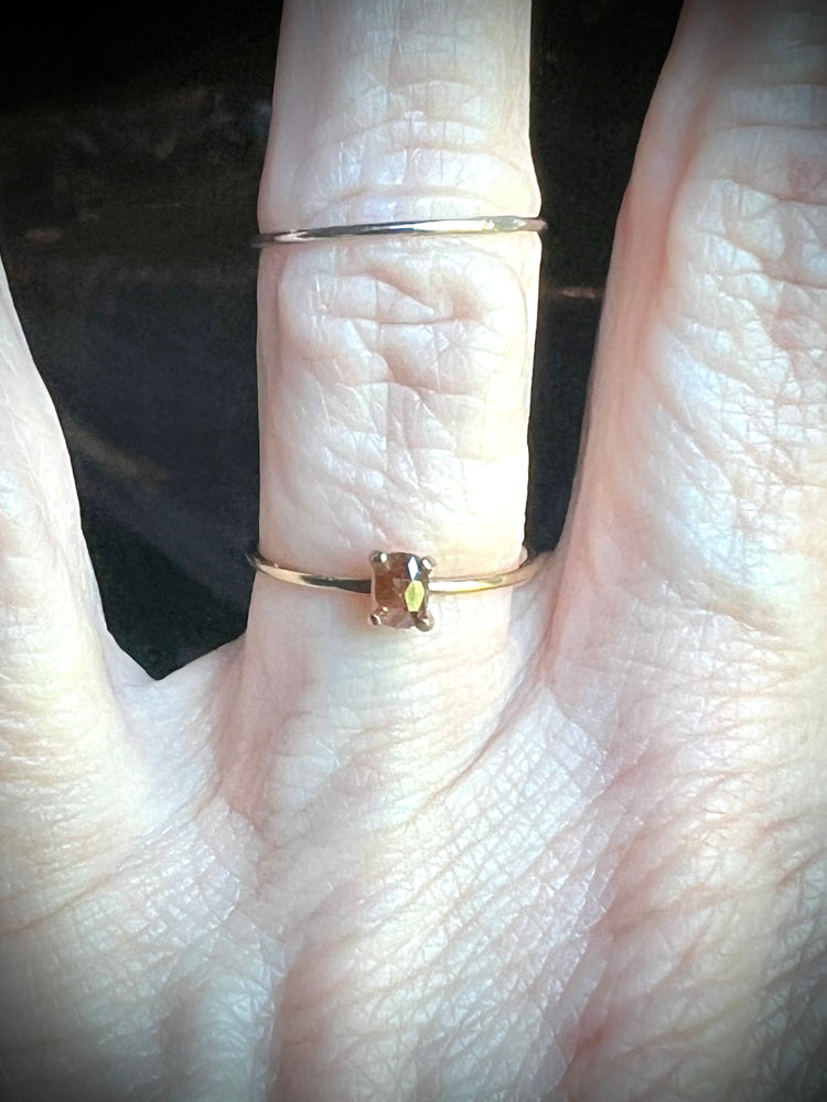 14K Gold Red Rose Cut Old Mine Diamond Ring