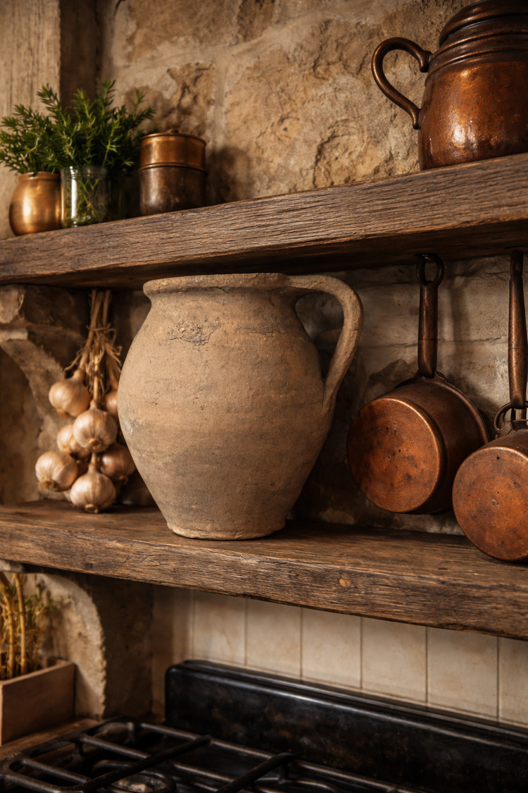 Antique Rustic Pottery Pitcher