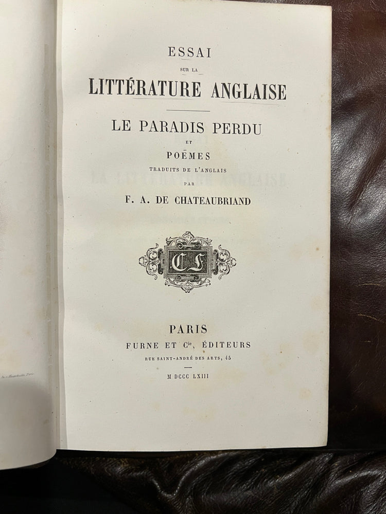 1863 Antique French Book, Milton's Paradise Lost