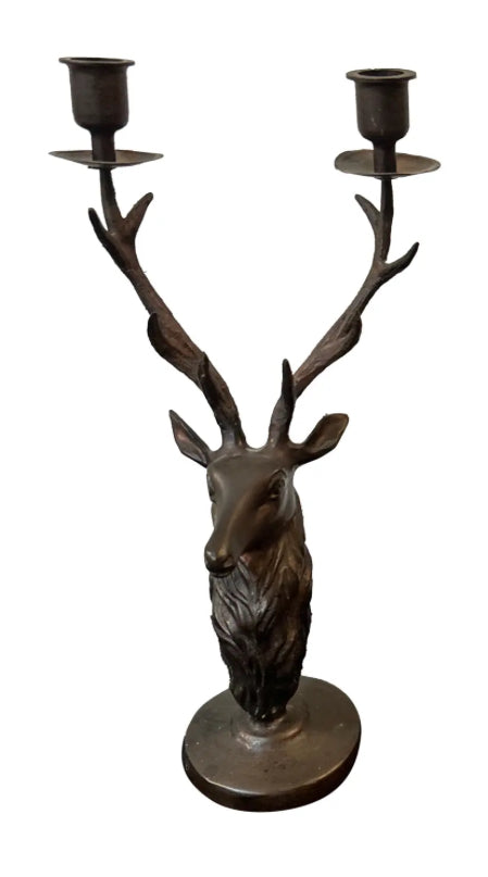Vintage Bronze Deer Candle Holder