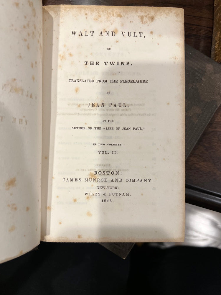 Antique Victorian 1846 Walt and Vult (The Twins) Volumes I and II Books