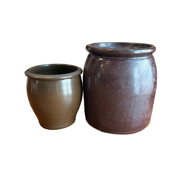 Set of 2 Antique French Salt Glazed Pottery