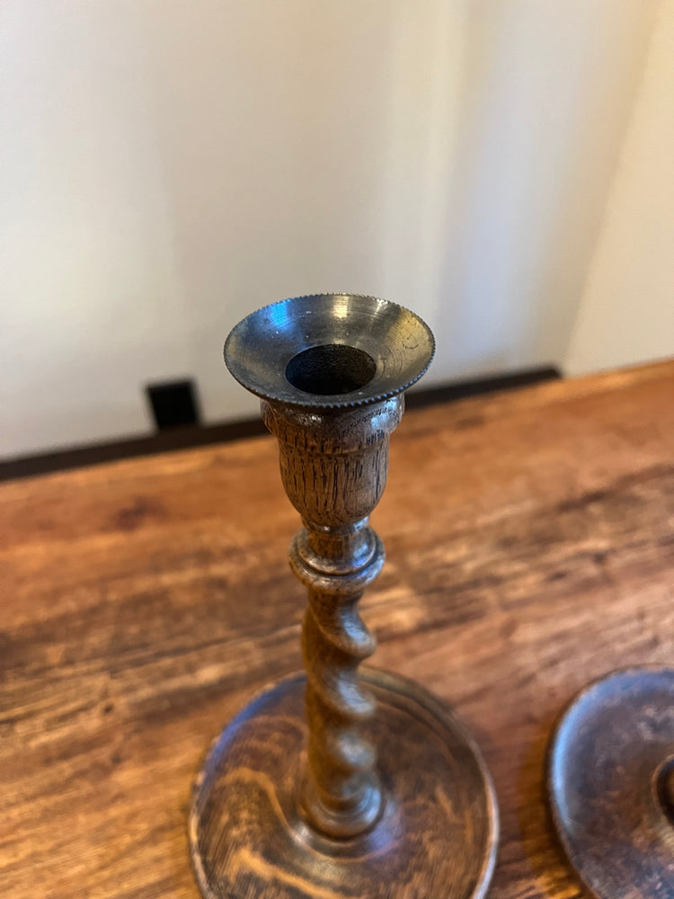 English Antique Barley Twist Candlesticks