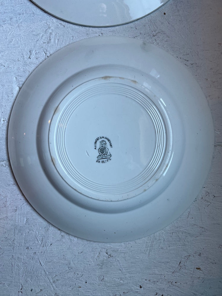 Antique French Ironstone Green Richelieu Terre De Fer Transferware Plate