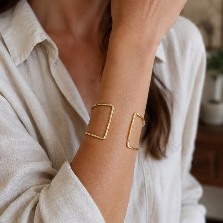 Gold Double Band Cuff Bracelet