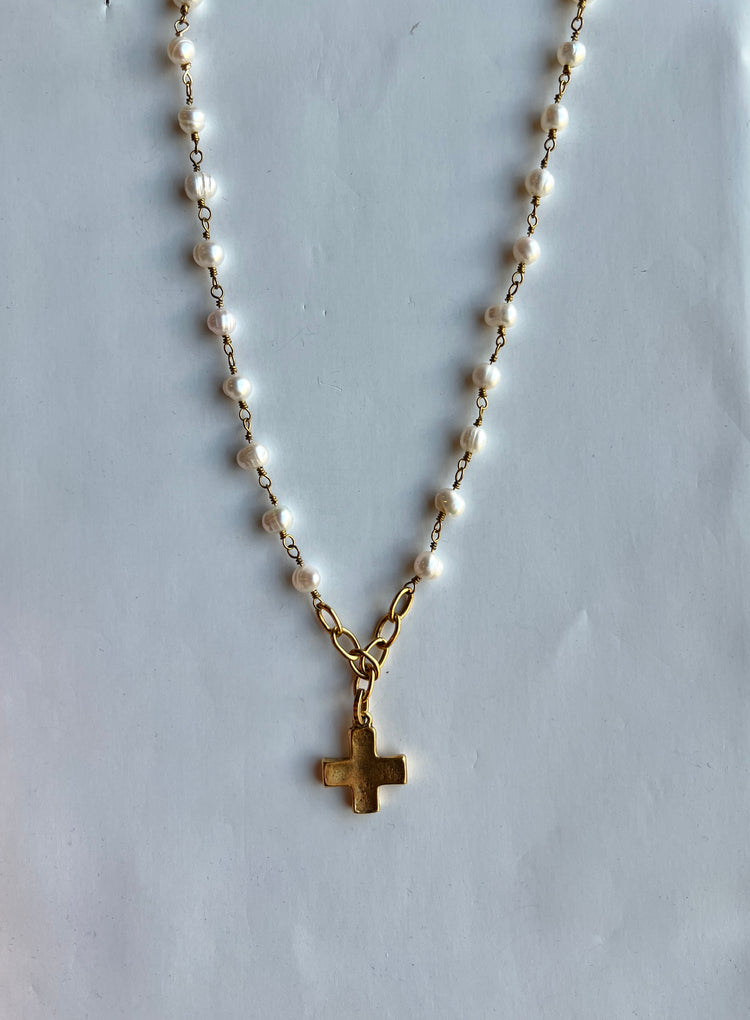 Pearl Cross Necklace