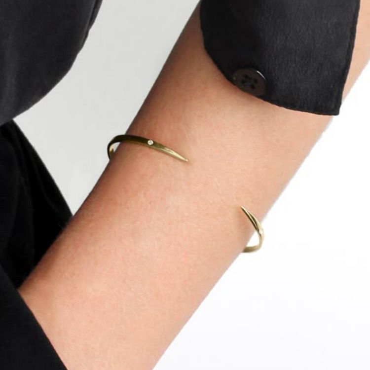 14K Gold Diamond Spike Cuff Bracelet