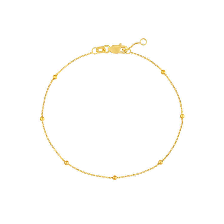 14K Gold Bead Station Chain Bracelet