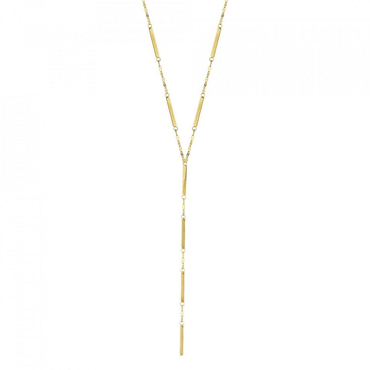 14K Gold Bar and Sequin Lariat Y Necklace | Avie Fine Jewelry