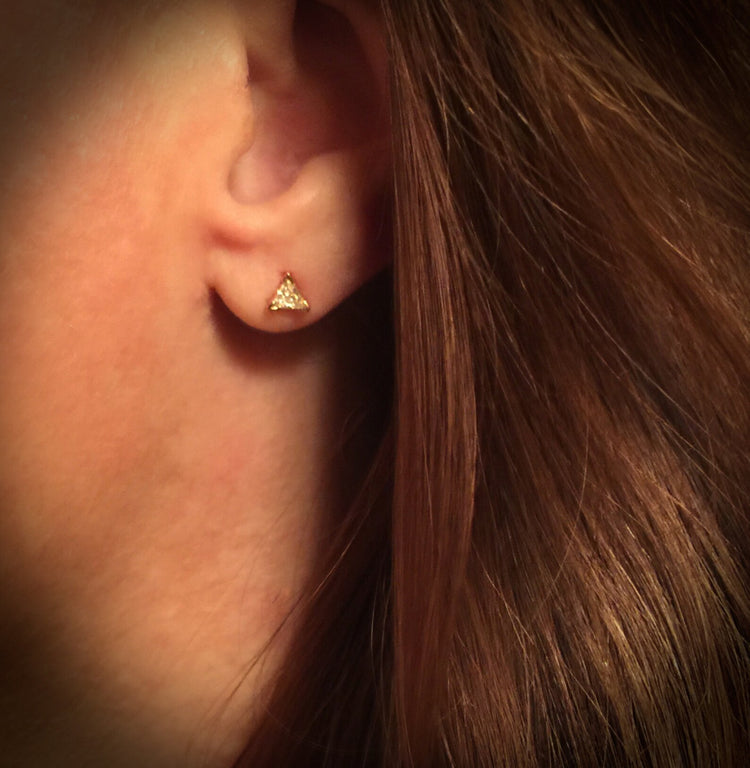 14K Gold Triangle Diamond Stud Earrings | Avery Blake Jewelry