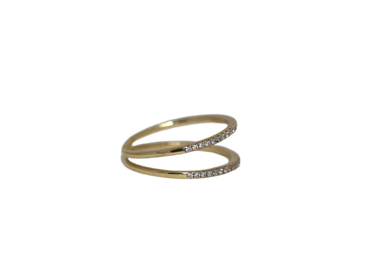 14K Gold Pave Double Band Diamond Ring | Avery Blake Jewelry