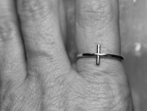 14K Gold Cross Bar Ring | AVie Fine Jewelry