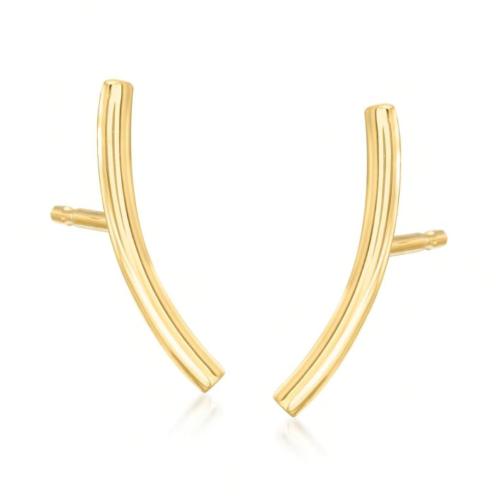 14K Gold Curved Bar Stud Earrings | AVIE collection Fine Jewelry