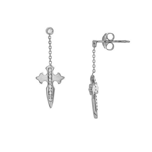 14K Gold Diamond Dagger Cross Earrings | Avie Fine Jewelry