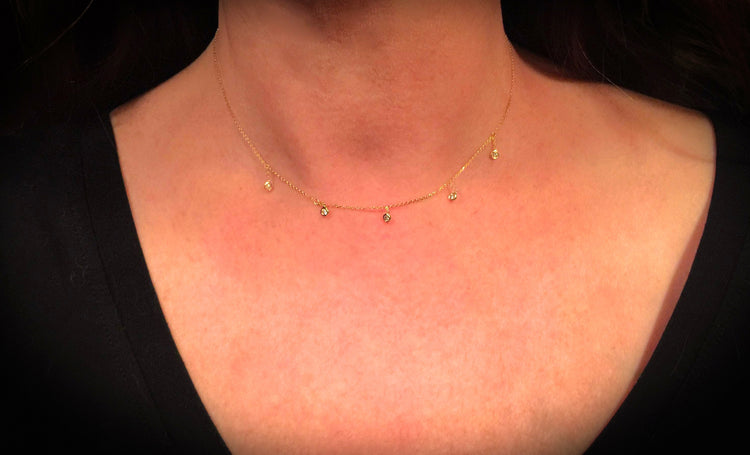 14K Gold Diamond Dangle Choker Necklace | Avie Fine Jewelry