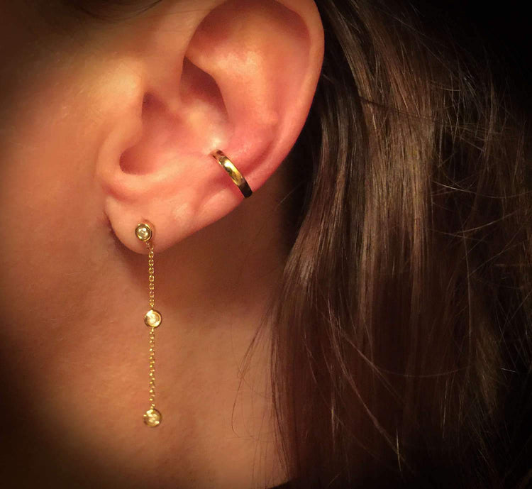 14K Gold Diamond Station By the Yard Earrings | Avie Fine Jewelry