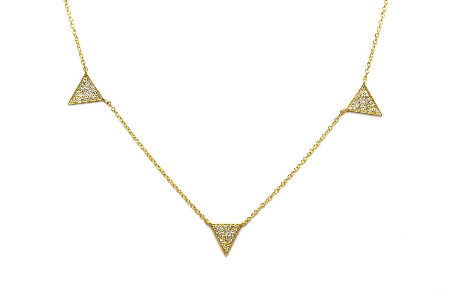 14K Gold Three Triangle Pave Diamond Necklace | Avie Fine Jewelry by Avery Blake