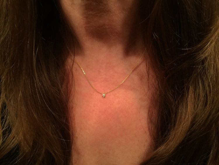 14K Gold Tiny Marquise Diamond Solitaire Necklace | Avie Fine Jewelry