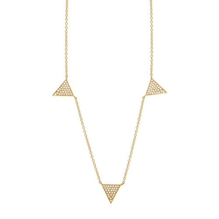 14K Gold Three Triangle Pave Diamond Necklace | Avie Fine Jewelry by Avery Blake