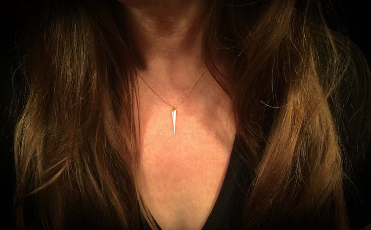 14K Rose Gold Long Triangle Spike Necklace | AVIE Fine Jewelry
