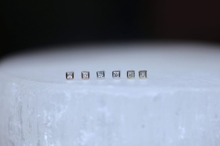 14K Gold Princess Cut Diamond Stud Earrings | Avie Fine Jewelry
