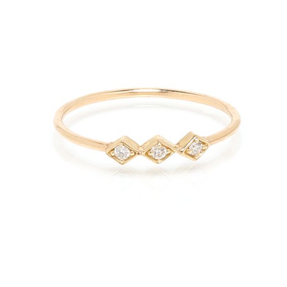 14K Gold Three Diamond Ring