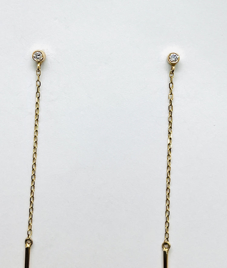 14K Gold Diamond Chain Earrings