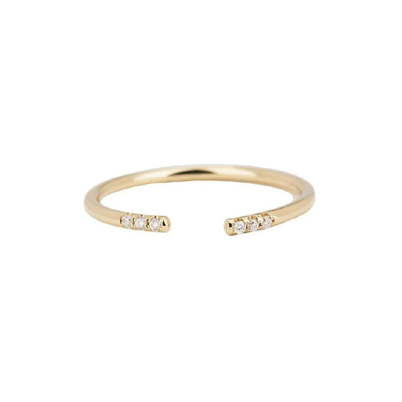14K Gold Diamond Open Cuff Stacking Ring | AVIE Fine Jewelry